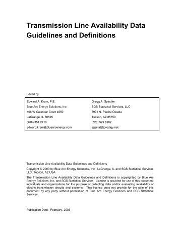 Transmission Line Availability Data Guidelines and Definitions