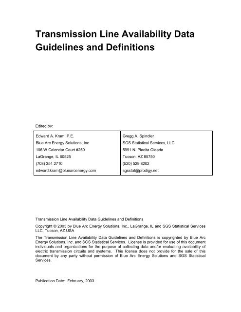 Transmission Line Availability Data Guidelines and Definitions