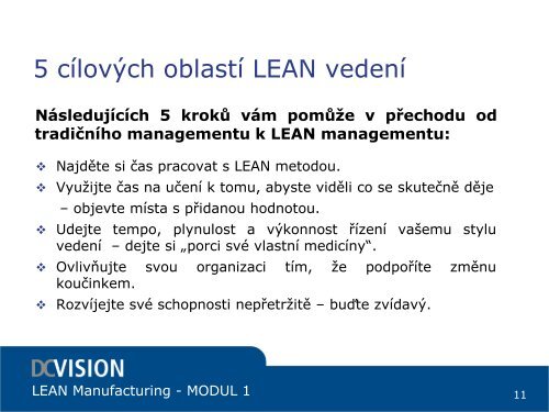 OcenÄnÃ½ projekt Lean Leadership - zmÄna myÅ¡lenÃ­ pro zlepÅ¡ovÃ¡nÃ­