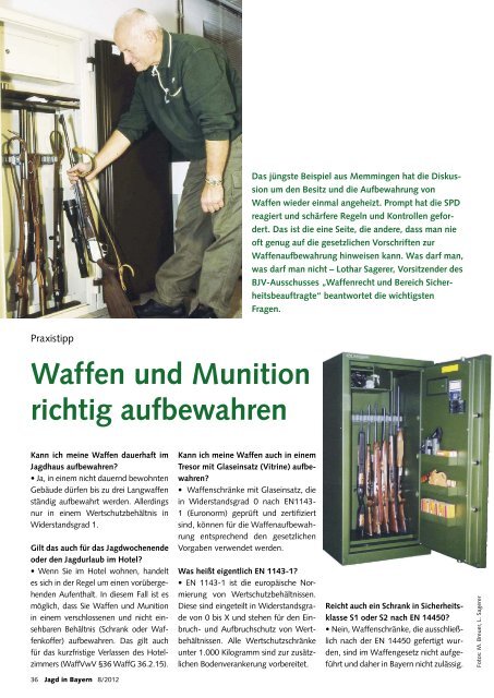 Waffen und Munition richtig aufbewahren