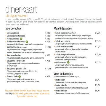 dinerkaart - Minckelers