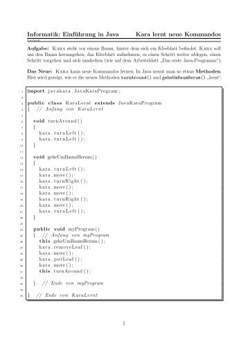 Informatik: EinfÃ¼hrung in Java Kara lernt neue Kommandos