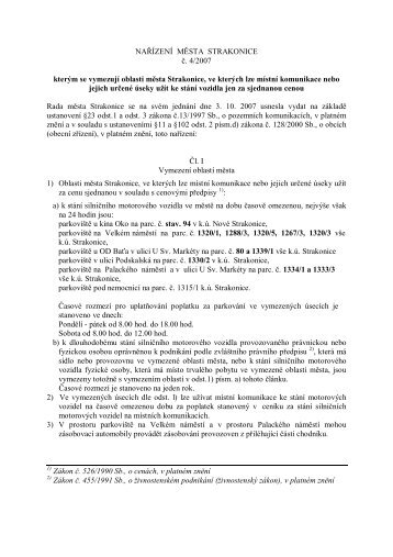 NAŘÍZENÍ MĚSTA STRAKONICE č. 4/2007 kterým se vymezují ...