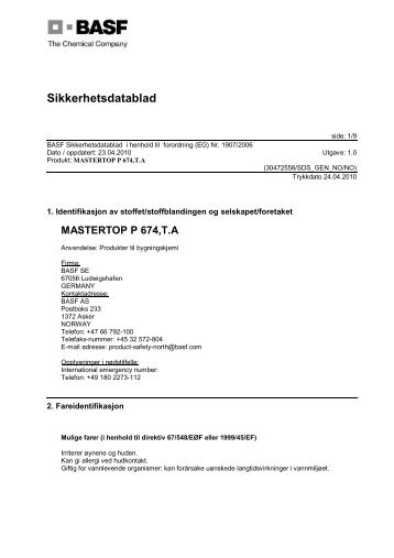 Epirex 310_Mtop P674 Komp A HMS - BASF Construction Chemicals