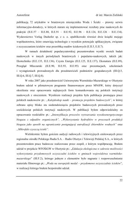 autoreferat - WydziaÅ InÅ¼ynierii Årodowiska - Politechnika Warszawska