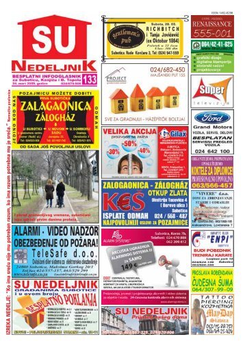 IZREKA NEDELJE: âKo ima sre}u nije mu potreban ... - Su Nedeljnik