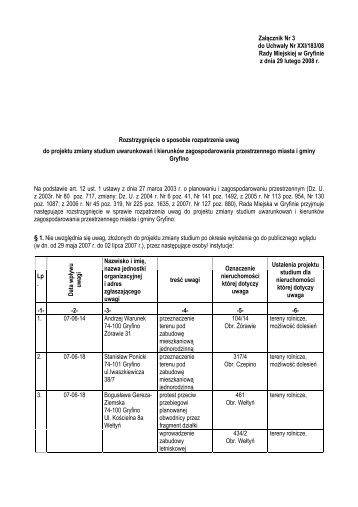 ZaÅÄcznik Nr 3 do UchwaÅy Nr XXI/183/08 Rady Miejskiej w ... - Gryfino