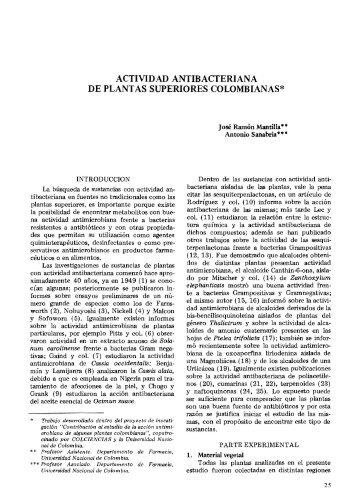 actividad antibacteriana de plantas superiores colombianas