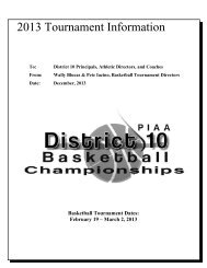 2013 Tournament Information - PIAA District 10