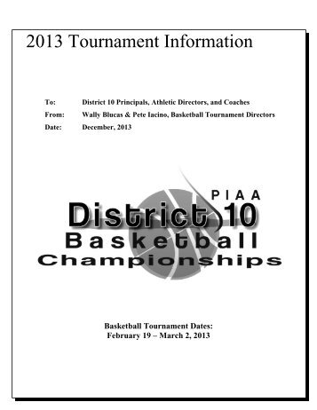 2013 Tournament Information - PIAA District 10