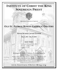 May 5, 2013 - Institute of Christ the King Sovereign Priest