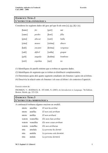 Exercicis de fonologia i de morfologia