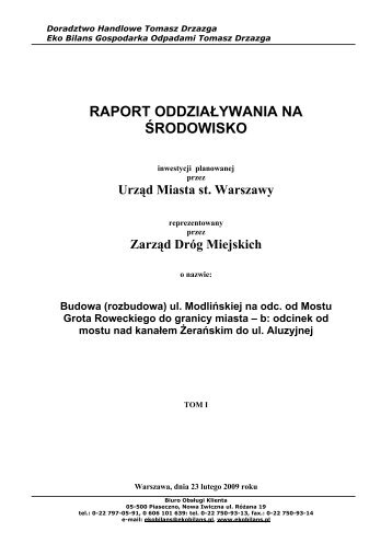 RAPORT ODDZIAÅYWANIA NA ÅRODOWISKO - SISKOM