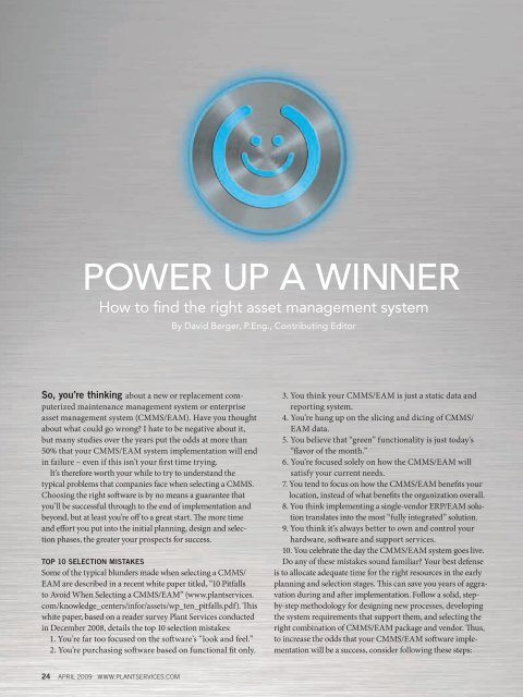 POWER UP A WINNER - Plant Services