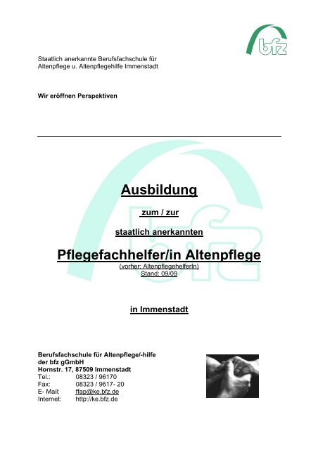 Ausbildung Pflegefachhelfer/in Altenpflege - Altenpflege Immenstadt