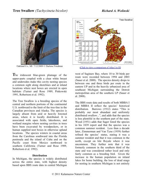 Tree Swallow - Michigan Breeding Bird Atlas Website