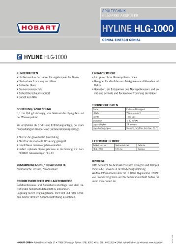HYLINE HLG-1000 - HOBART GmbH