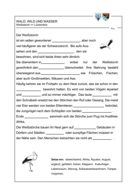 Weißstorch Lückentext