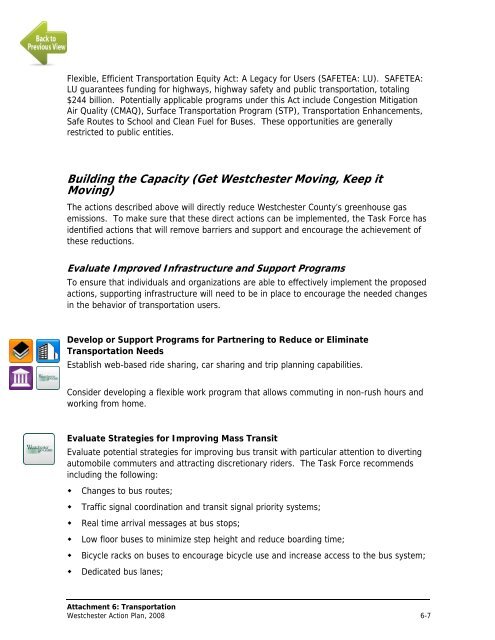 Westchester Action Plan, 2008 - Westchester County Government