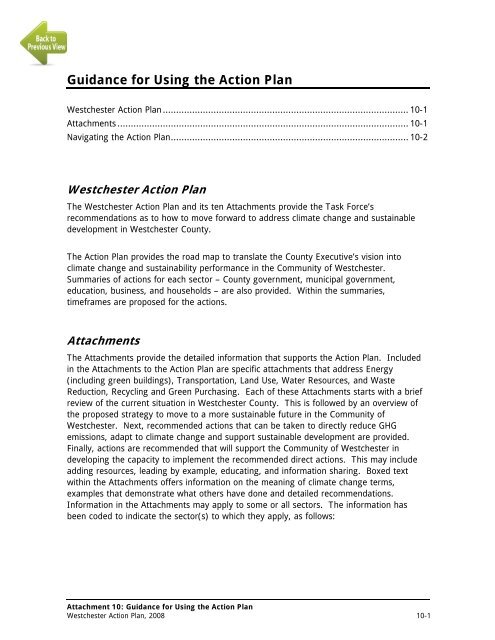 Westchester Action Plan, 2008 - Westchester County Government