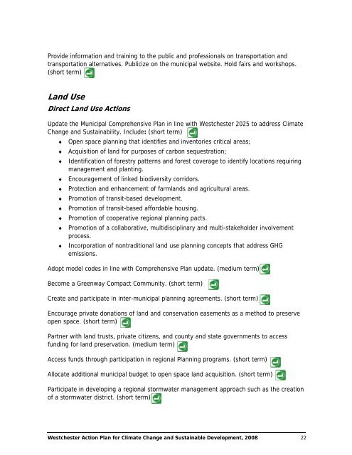 Westchester Action Plan, 2008 - Westchester County Government