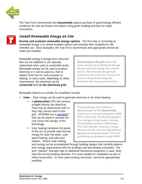 Westchester Action Plan, 2008 - Westchester County Government