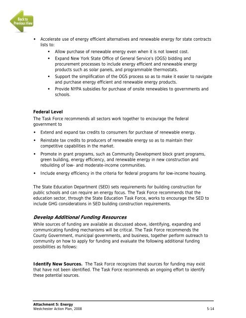 Westchester Action Plan, 2008 - Westchester County Government