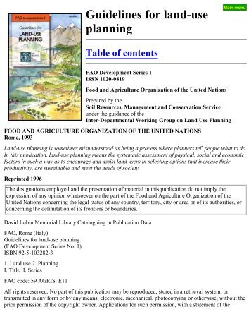 Guidelines for land-use planning, FAO - Ird