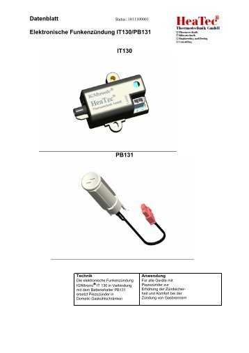 Datenblatt Elektronische Funkenzündung IT130/PB131 ... - heatec.de