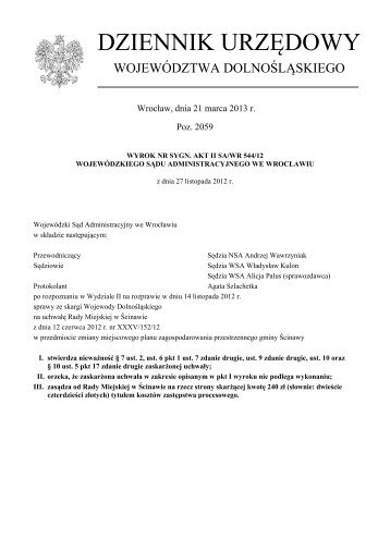 Wyrok Nr Sygn. akt II SA/Wr 544/12 z dnia 27 listopada 2012 r.