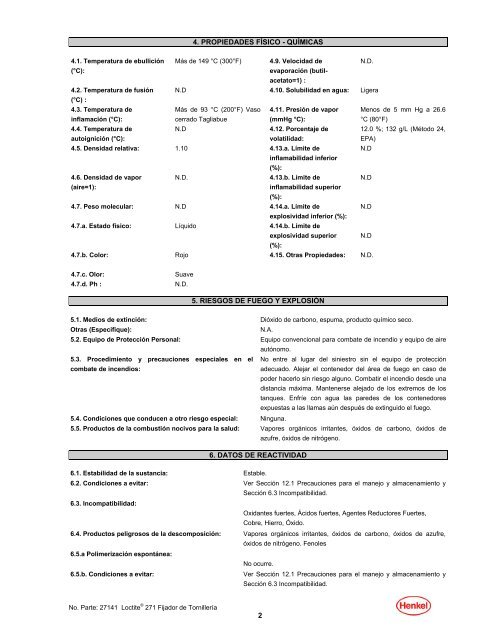 Loctite 271 - MSDS Sheet - Haldex