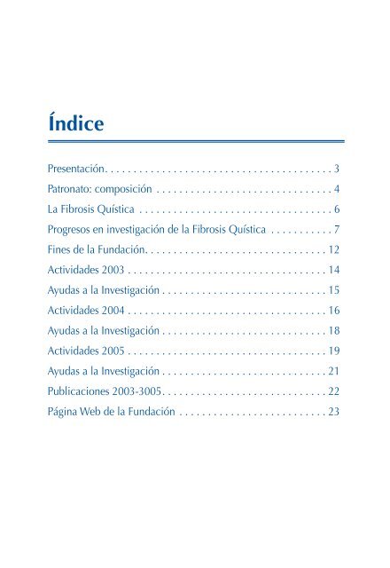 Memoria de actividades del 2005. - FundaciÃ³n 'Sira Carrasco'