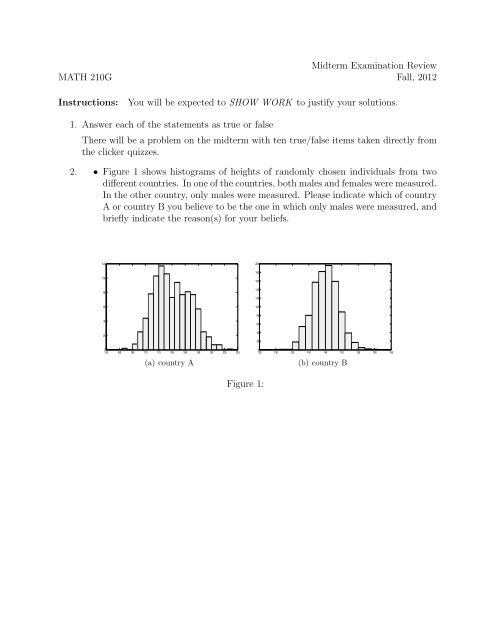 Midterm Examination Review MATH 210G Fall, 2012 Instructions ...