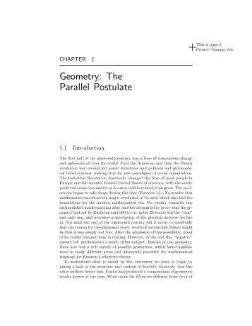 Geometry: The Parallel Postulate - Department of Mathematical ...