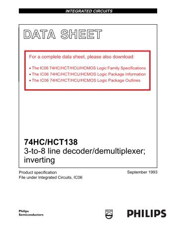 74HC/HCT138 3-to-8 line decoder/demultiplexer ... - Soemtron.org