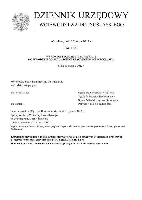 Wyrok Nr Sygn. akt II SA/Wr 772/11 z dnia 12 stycznia 2012 r.
