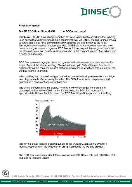 DINSE ECO.flow: Save GAS! ...the ECOnomic way! - Dinse-gmbh.com