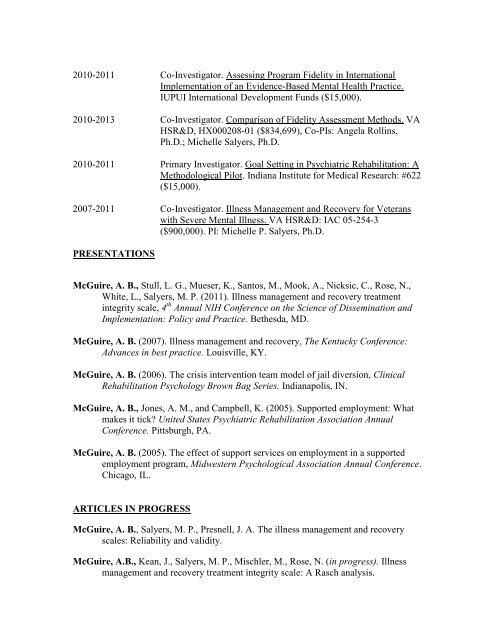 Alan McGuire's CV - Psychology @ IUPUI