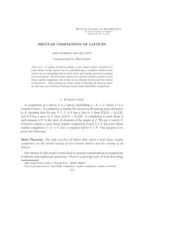 J. Harding and Q. Yang, Regular completions of lattices, The ...