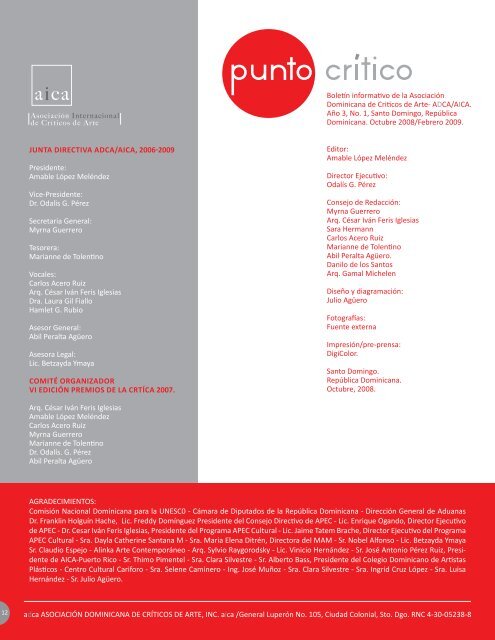 PREMIOS DE LA CRÃTICA 2007 - VI ediciÃ³n.