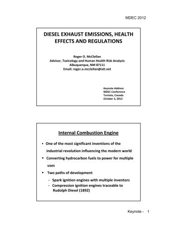 diesel exhaust emissions, health effects and regulations - MDEC