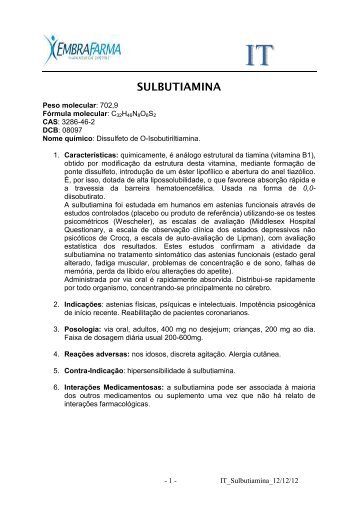 SULBUTIAMINA - EMBRAFARMA