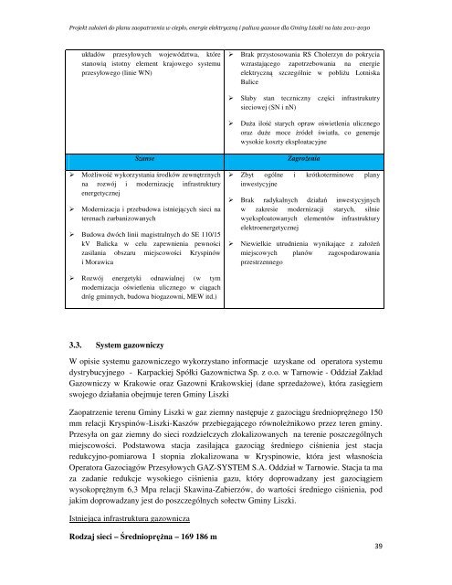 Projekt zaÅoeÅ do planu zaopatrzenia w ciepÅo, energie ... - Liszki