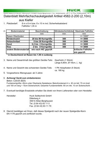 Datenblatt Mehrfachschaukelgestell Artikel 4582 ... - HST Spielgeräte