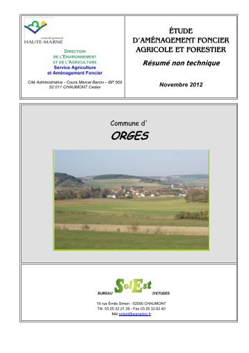 Ã©tude d'amÃ©nagement foncier agricole et forestier - Haute-Marne