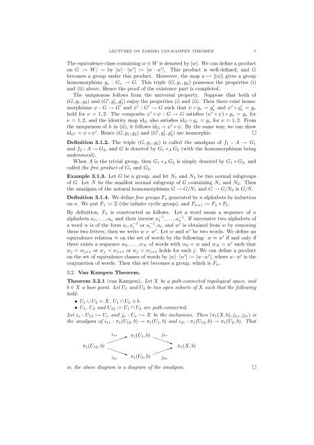 LECTURES ON ZARISKI VAN-KAMPEN THEOREM 1. Introduction ...