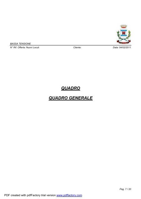 Relazione generale specialistica impianti elettrici - Comune di ...