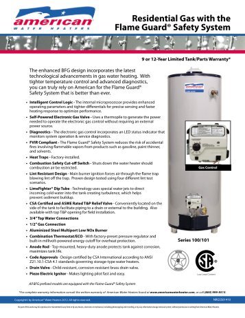 Spec Sheet - American Water Heaters