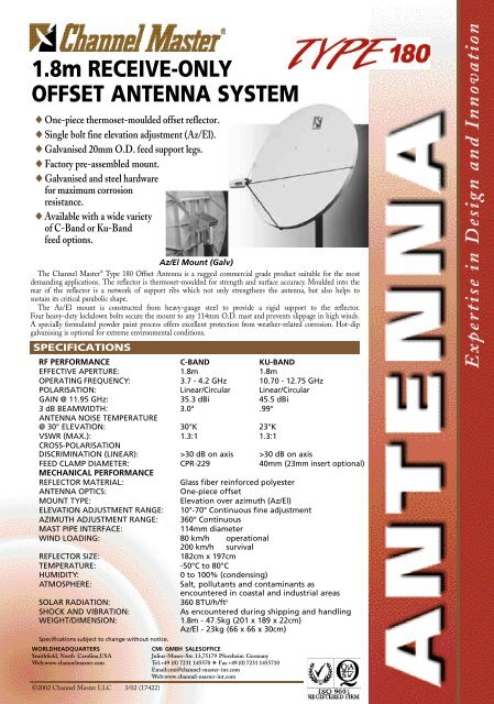 1.8m RECEIVE-ONLY OFFSET ANTENNA SYSTEM - TDT Profesional