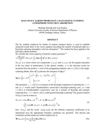 Half-space albedo problem in a Rayleigh scattering ... - ICHMT